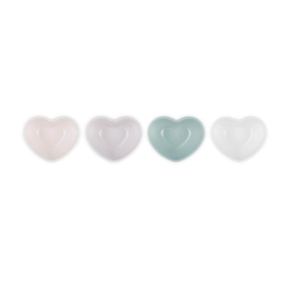 Le Creuset Set of 4 Mini Heart Stoneware Bowls - Mixed Colours