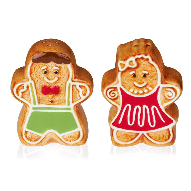 Premier Christmas 8cm Ceramic Gingerbread Salt & Pepper Shaker Set