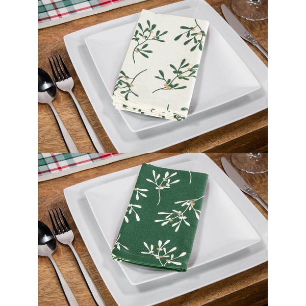 Premier Christmas Set of 4  Napkins - Green Mistletoe