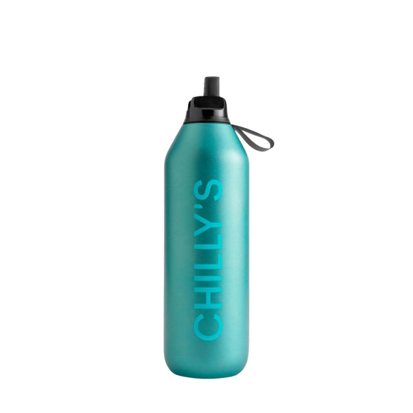 Chilly's Series 2 1-Litre Flip Reusable Water Bottle - Matte Metallic Atlantis
