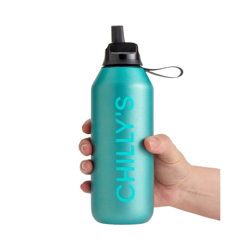 Chilly's Series 2 500ml Flip Reusable Water Bottle - Matte Metallic Atlantis