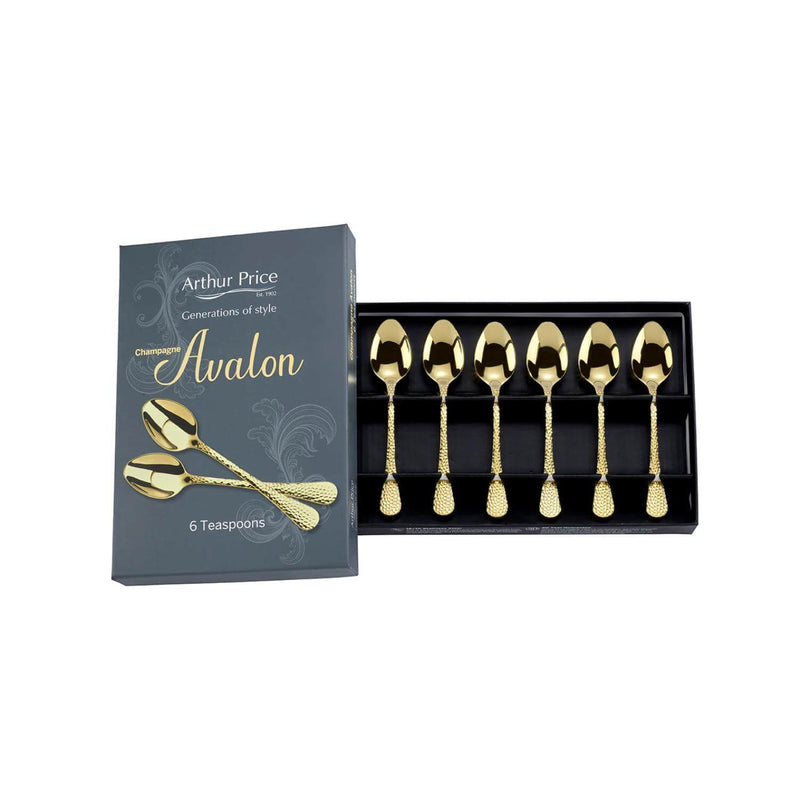 Arthur Price Champagne Avalon Stainless Steel Tea Spoons - Set of 6