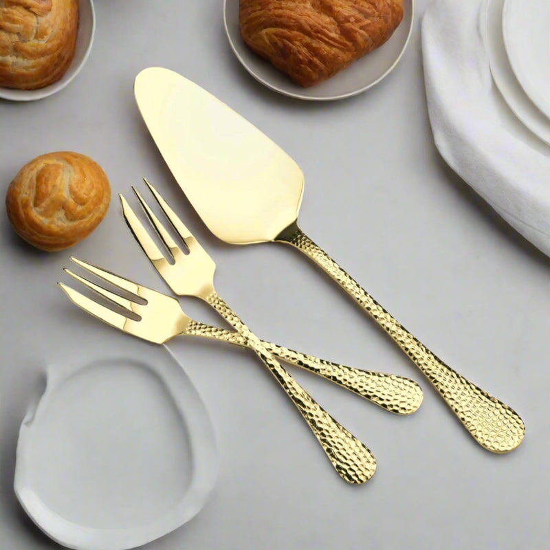 Arthur Price Champagne Avalon Stainless Steel Pastry Fork & Server Set - 7-Piece