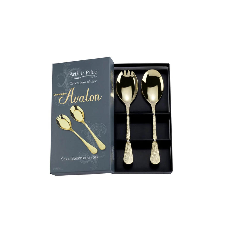 Arthur Price Champagne Avalon Stainless Steel Fork & Spoon Salad Serving Set