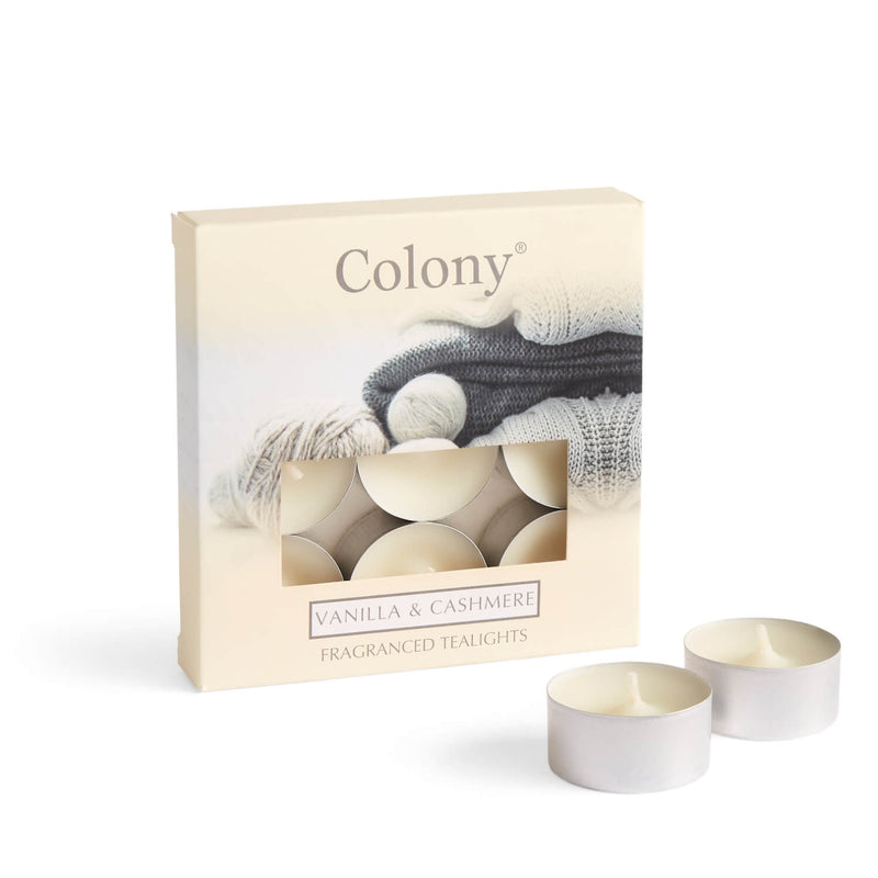 Wax Lyrical Colony Pack of 9 Scented  Tealights - Vanilla & Cashmere