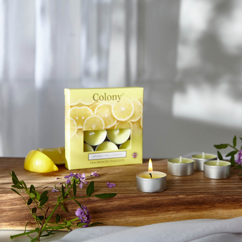 Wax Lyrical Colony Pack of 9 Scented Tealights - Sparkling Lemon