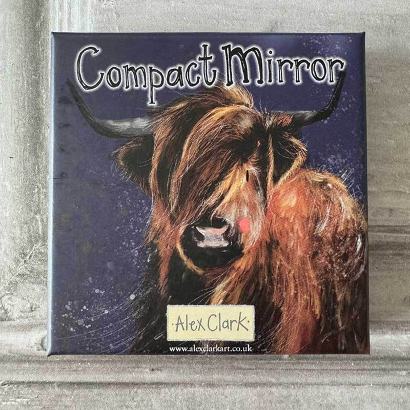 Alex Clark Vegan Leather Compact Mirror - Highland Cow