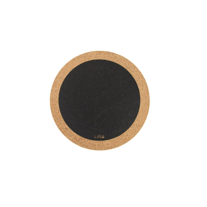 Liga Round Cork Coaster - Black Hole - Grey