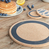 Liga Round Cork Coaster - Earth - Grey