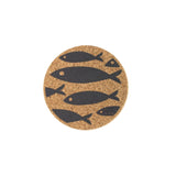 Liga Round Cork Coaster - Fish - Grey