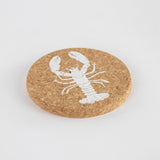 Liga Round Cork Coaster - Lobster - White