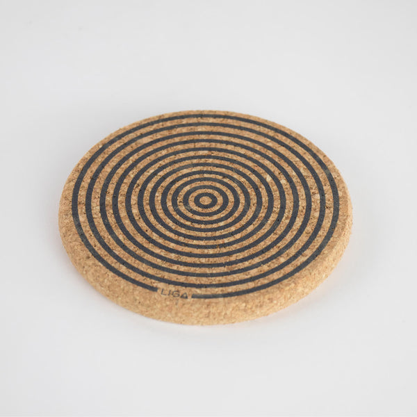 Liga Round Cork Coaster - Orbit - Grey