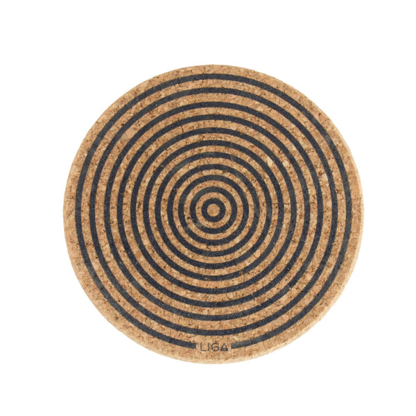 Liga Round Cork Coaster - Orbit - Grey