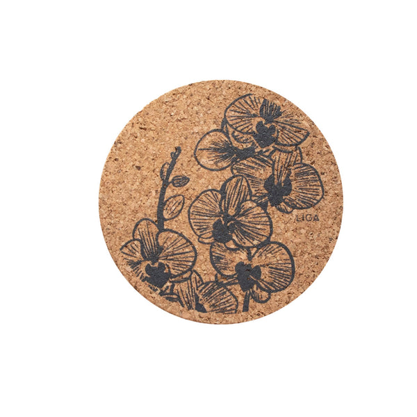 Liga Round Cork Coaster - Orchid - Grey