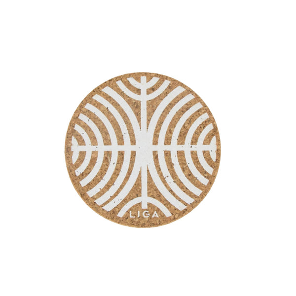 Liga Round Cork Coaster - Ripples - White