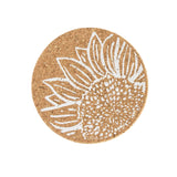 Liga Round Cork Coaster - Sunflower - White