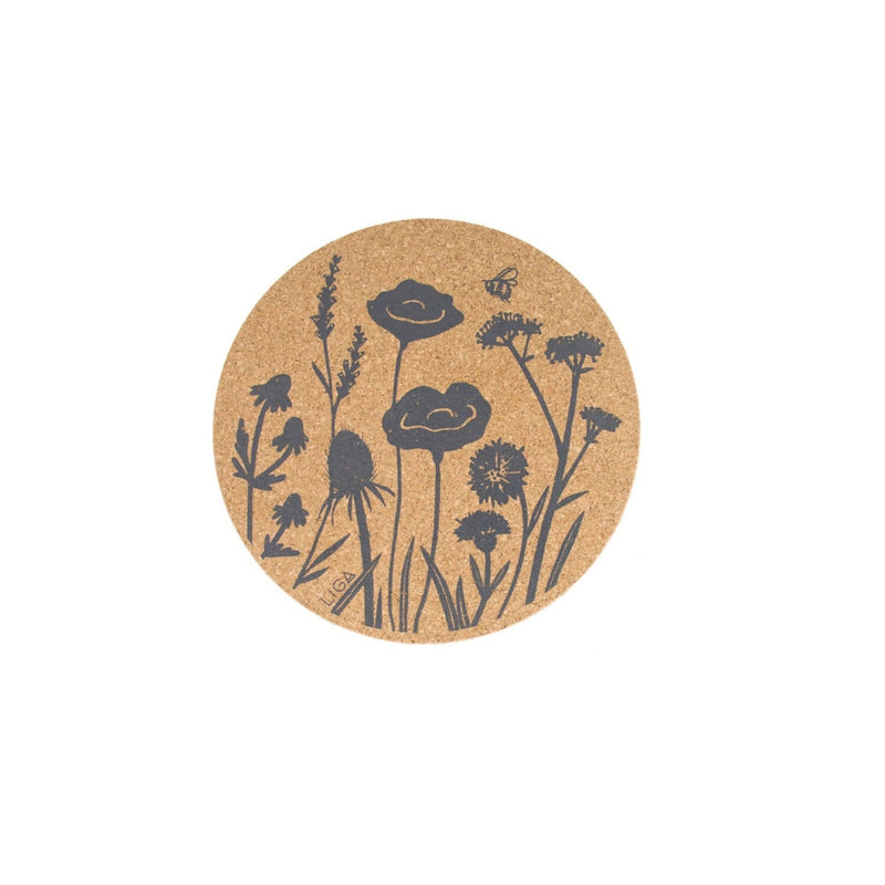 Liga Round Cork Placemat - Wildflower - Grey