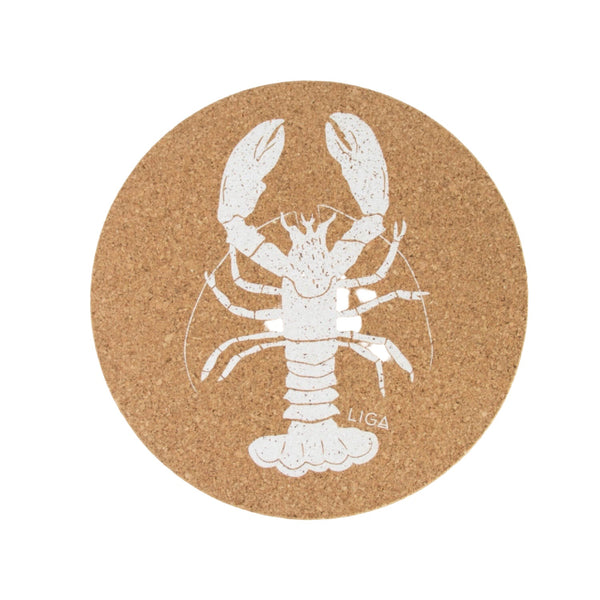 Liga Round Cork Placemat - Lobster - White