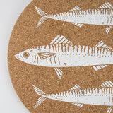 Liga Round Cork Placemat - Mackerel - White