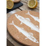 Liga Round Cork Placemat - Mackerel - White