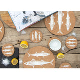 Liga Round Cork Placemat - Mackerel - White