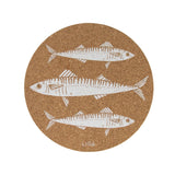 Liga Round Cork Placemat - Mackerel - White