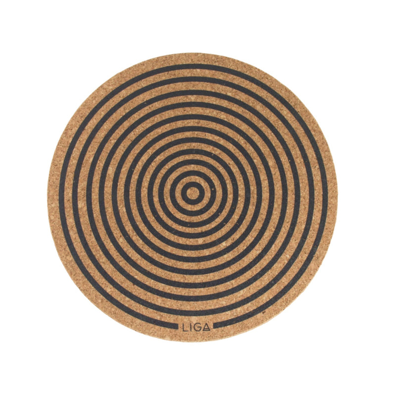 Liga Round Cork Placemat - Orbit - Grey