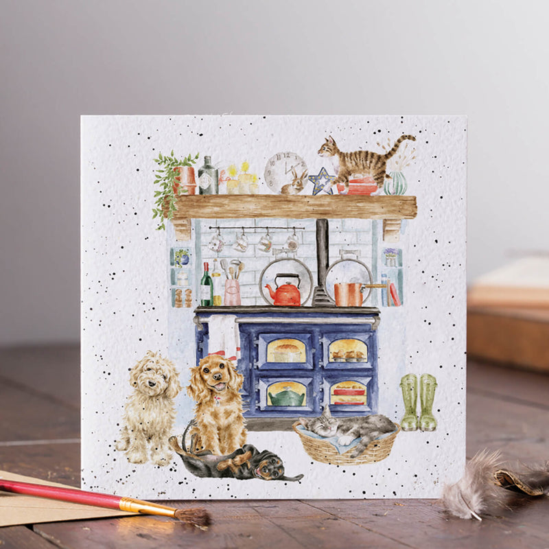 Wrendale Designs By Hannah Dale Card - Country Kitchen - Dog & Cat