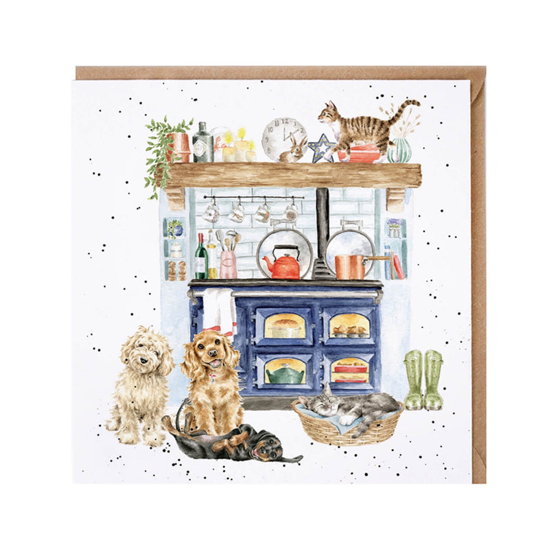 Wrendale Designs By Hannah Dale Card - Country Kitchen - Dog & Cat