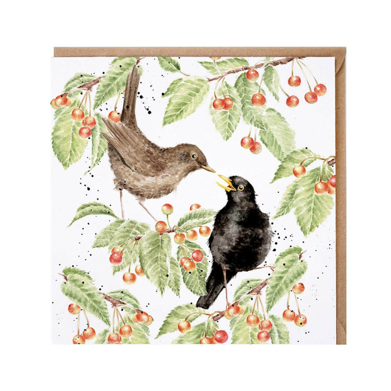 Wrendale Designs by Hannah Dale Card - The Cherry Tree - Blackbird