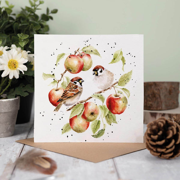 Wrendale Designs by Hannah Dale Card - The Apple Tree - Sparrow