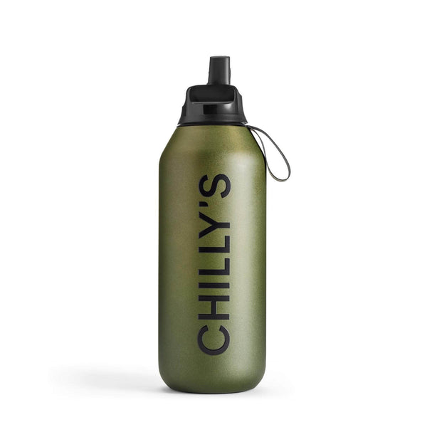 Chilly's Series 2 500ml Flip Reusable Water Bottle - Ombre Moss