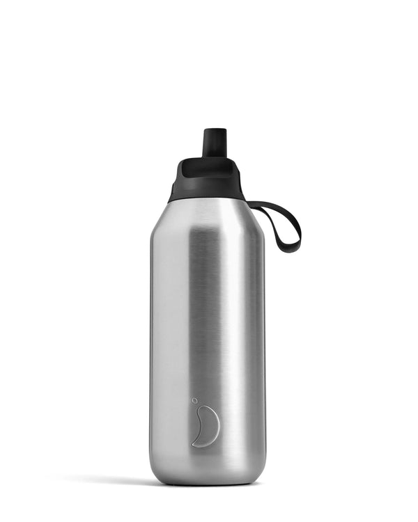 Chilly's Series 2 Flip Reusable 500ml 90% Recycled Stainless Steel Water Bottle