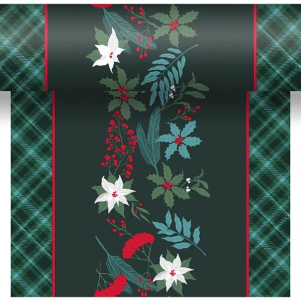 Perforated Linen-Feel 40cm x 480cm Placemat & Table Runner Roll - Christmas Garden Tartan