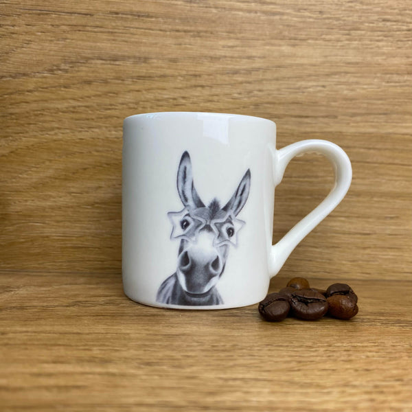 Katherine Sheard Fine China Espresso Mug - Doris Donkey With Glasses