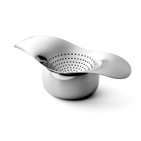 Robert Welch Drift 18|10 Mirror Polished Stainless Steel Tea Strainer with Bowl