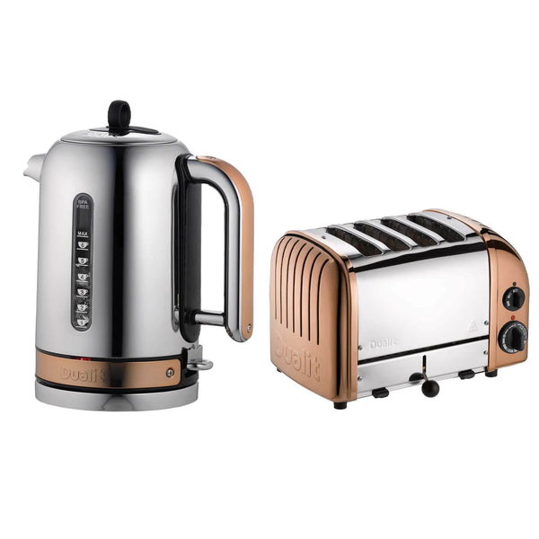 Dualit Classic 1.7 Litre Jug Kettle & 4-Slice Toaster Set - Copper & Chrome