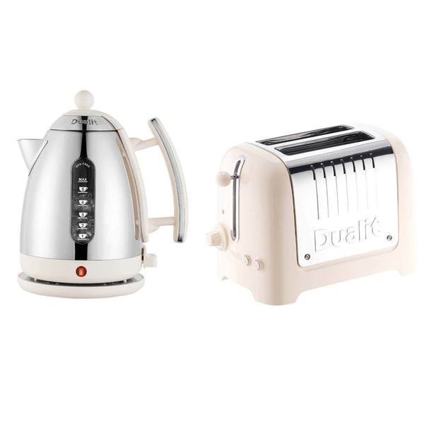 Dualit Lite 1.5 Litre Jug Kettle & 2-Slice Toaster Set - Canvas White & Chrome