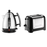 Dualit Lite 1.5 Litre Jug Kettle & 2-Slice Toaster Set - Black & Stainless Steel