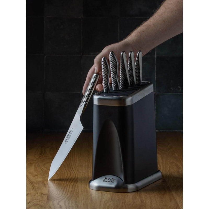 Global Knives Fire-Hi 7 Piece Kitchen Knife Block - Black