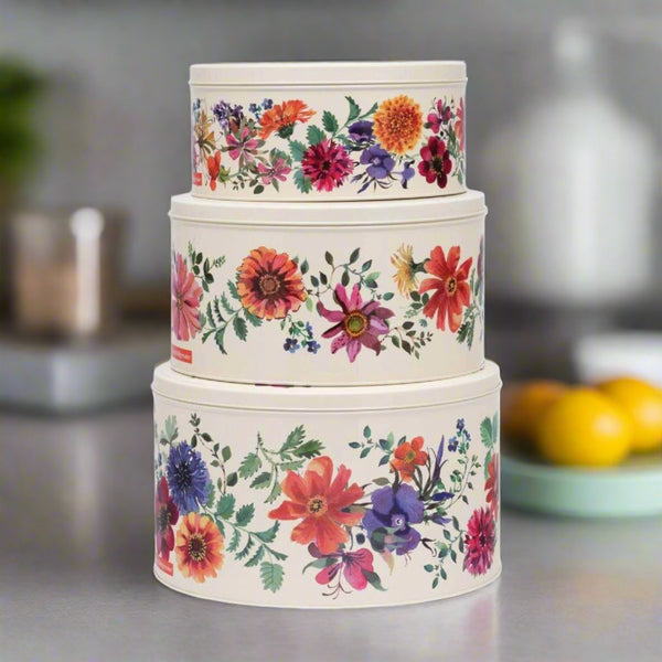 Emma Bridgewater Set of 3 Round Cake Tins - Garden Flowers