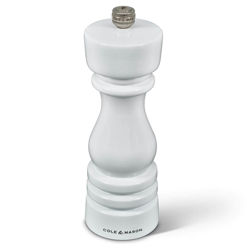 Cole & Mason London 18cm Beech Wood Pepper Mill - Gloss White