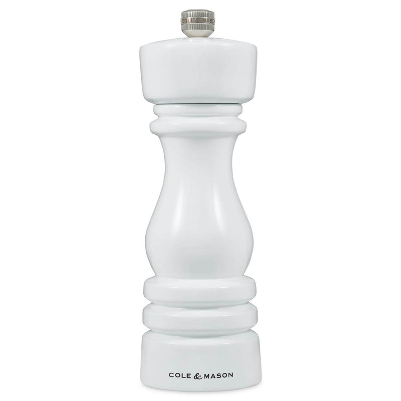 Cole & Mason London 18cm Beech Wood Pepper Mill - Gloss White