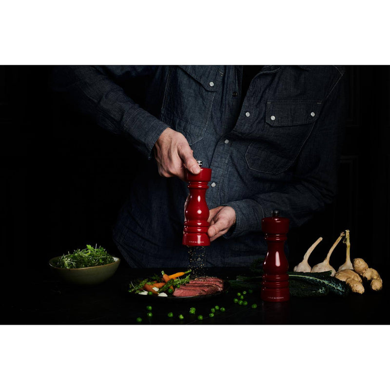 Cole & Mason London 18cm Beech Wood Pepper Mill - Gloss Red