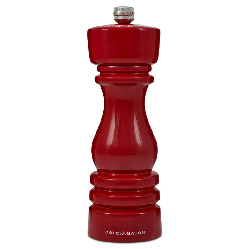 Cole & Mason London 18cm Beech Wood Pepper Mill - Gloss Red