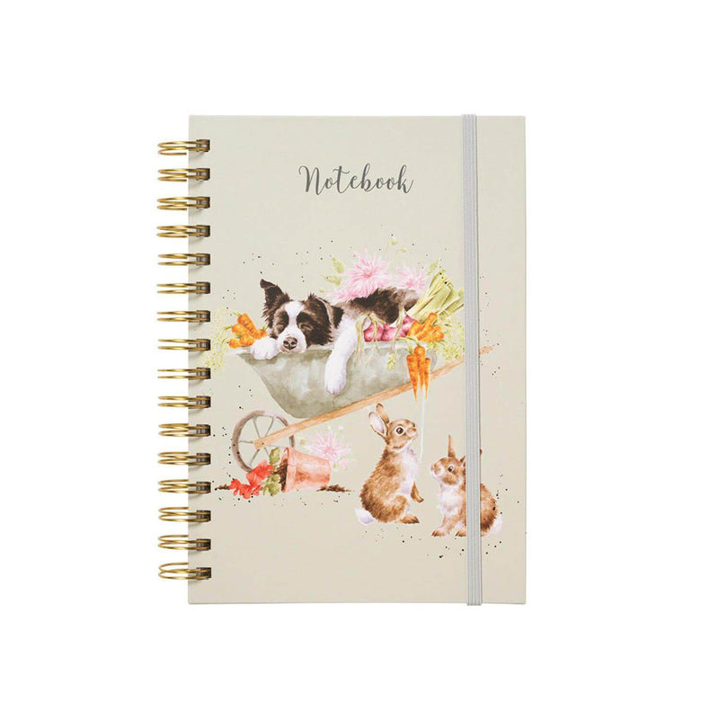 Wrendale Designs by Hannah Dale A5 Spiral Notebook - Sleeping on the Job - Border Collie & Rabbit