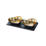 Selbrae House Gold Heart Serving Dish Set on a Slate Board