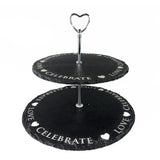 Selbrae House Slate 2-Tier Cake Serving Stand - Hearts