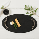 Selbrae House Oval Slate Serving Tray with Antler Handles