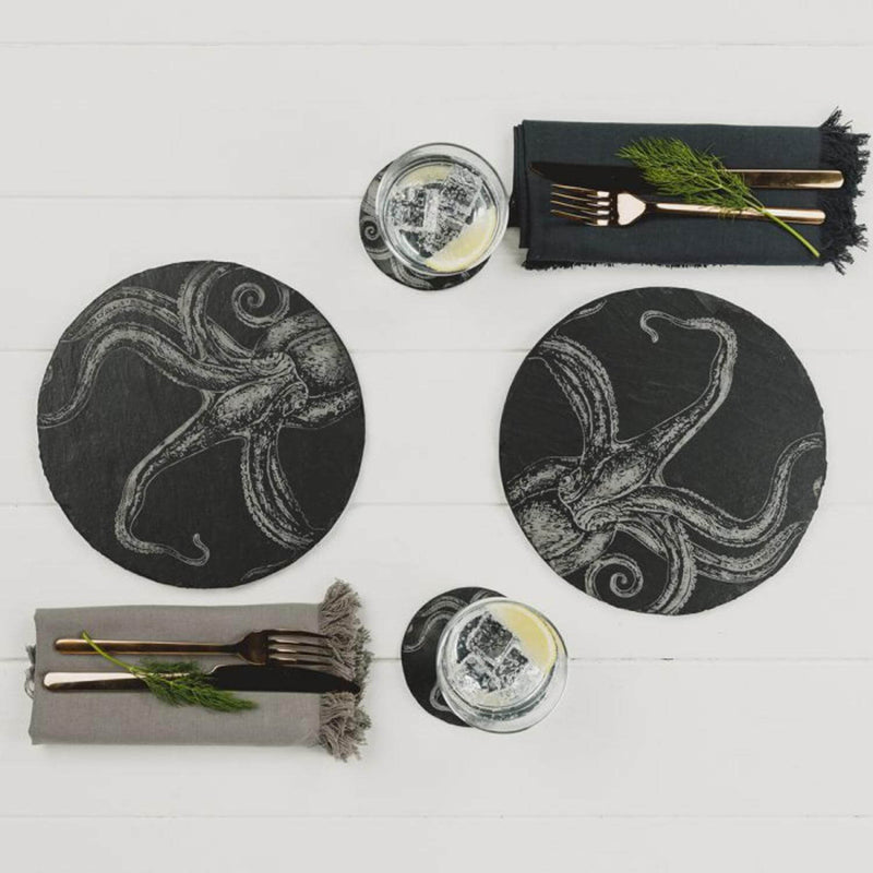 Selbrae House Set of 2 Round Slate Place Mats - Octopus